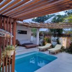 pool area with lounge chairs