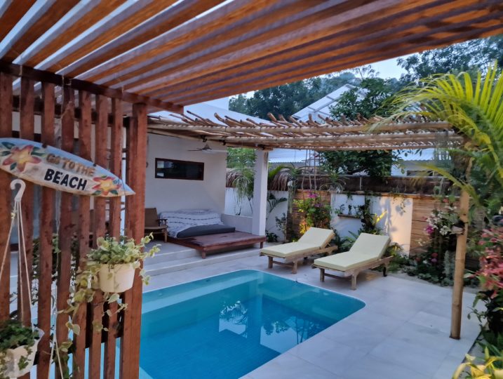 pool area with lounge chairs