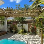 garden with orchids and tropical flowers