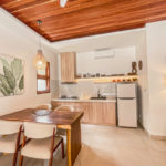 kitchen with fridge and AC